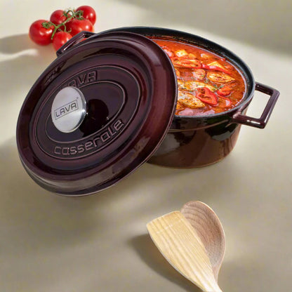 LAVA Enameled Cast Iron Oval Dutch Oven With Lid, 4 Quart, Dishwasher Safe Kia Day Design
