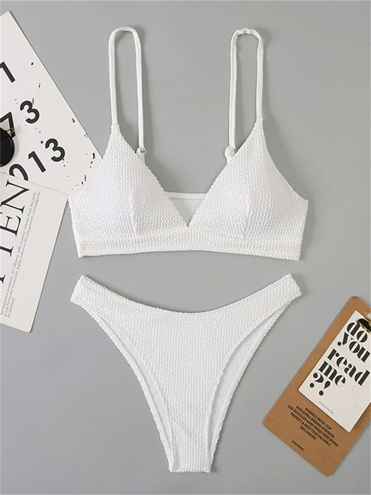 Sexy Extreme Micro Bikini Set 2024 Women White Black Wave V Neck Push Up Thong Swimsuit Beach Bathing Suit Two Piece Swimwear - WHITE -