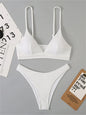 Sexy Extreme Micro Bikini Set 2024 Women White Black Wave V Neck Push Up Thong Swimsuit Beach Bathing Suit Two Piece Swimwear - WHITE -