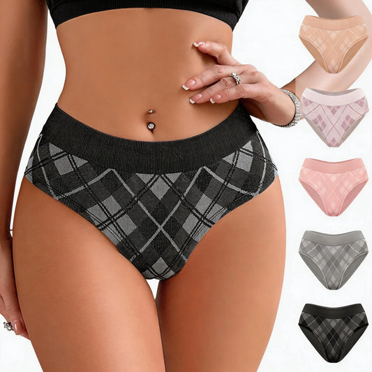 5pcs/Mid Waist Breathable Comfortable Seamless Women's Panties Female Underpants Lingerie Athletic Lady Briefs Underwear - -