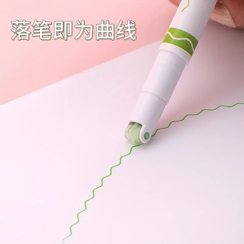 6pcs Curve Wave Line Art Marker Stamp Liner