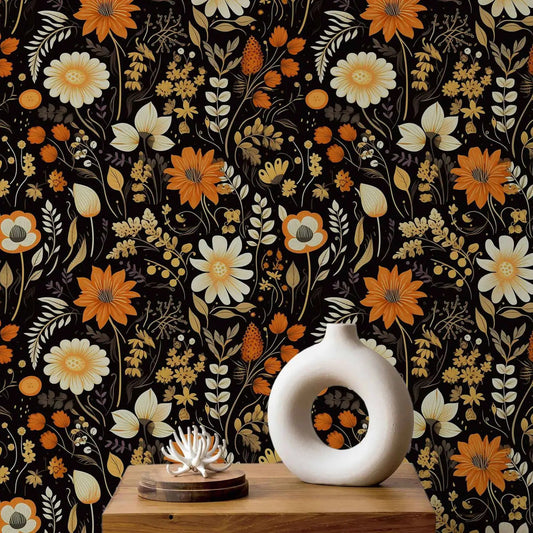 Dark Vintage Botanical Wallpaper Kia Day Design