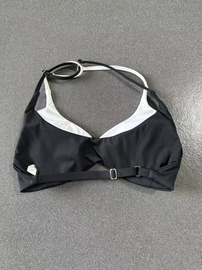 Women's Gym Workout Two-color Yoga Sports Bras Halter Neck Open Back Design Sports Tank Top Running Fitness Built-in Bra Cups - -