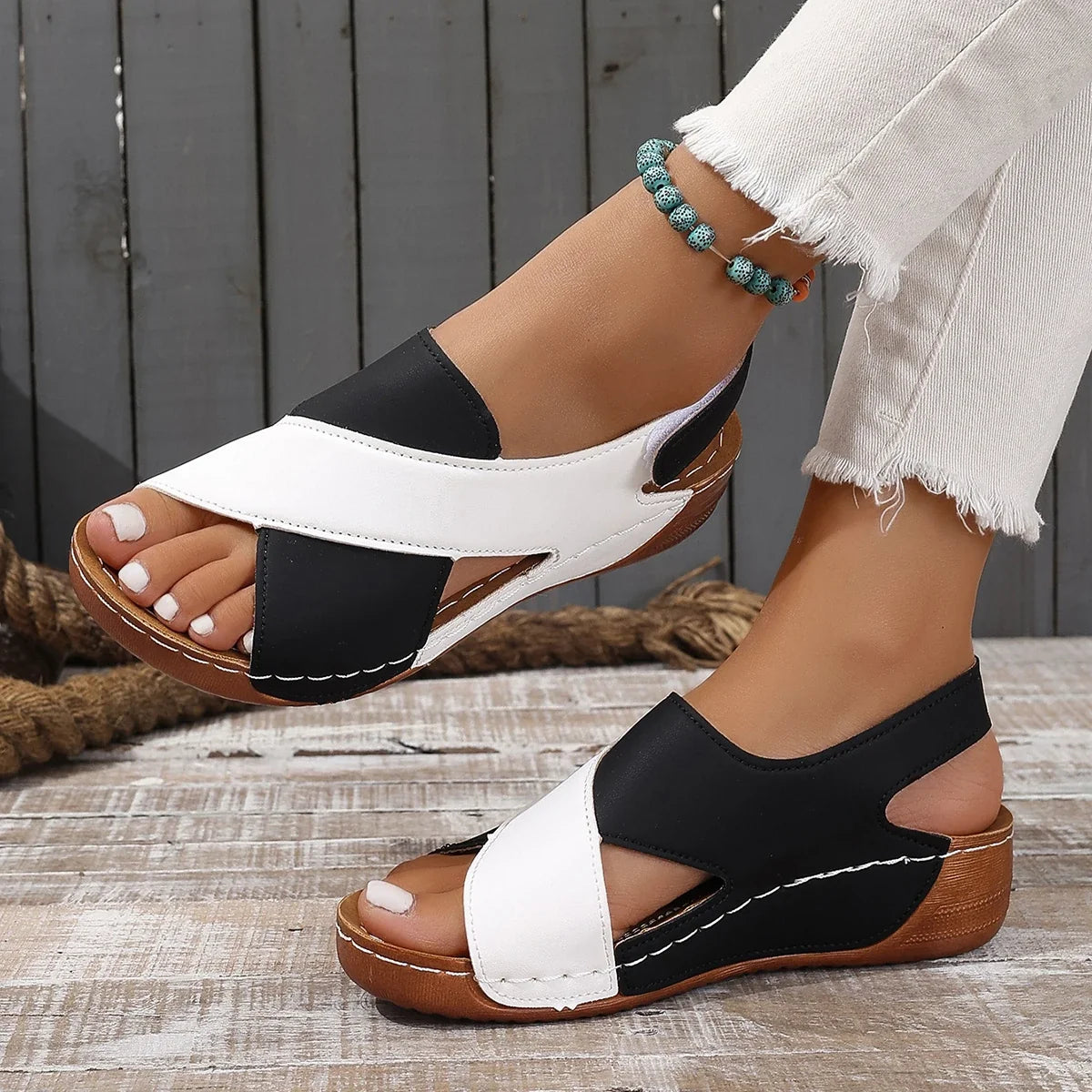 Summer Shoes Women Sandals Plus Size Walking Shoes Casual Women Shoe Wedge Sandals Ladies Party Female Footwear Women Sandal - -