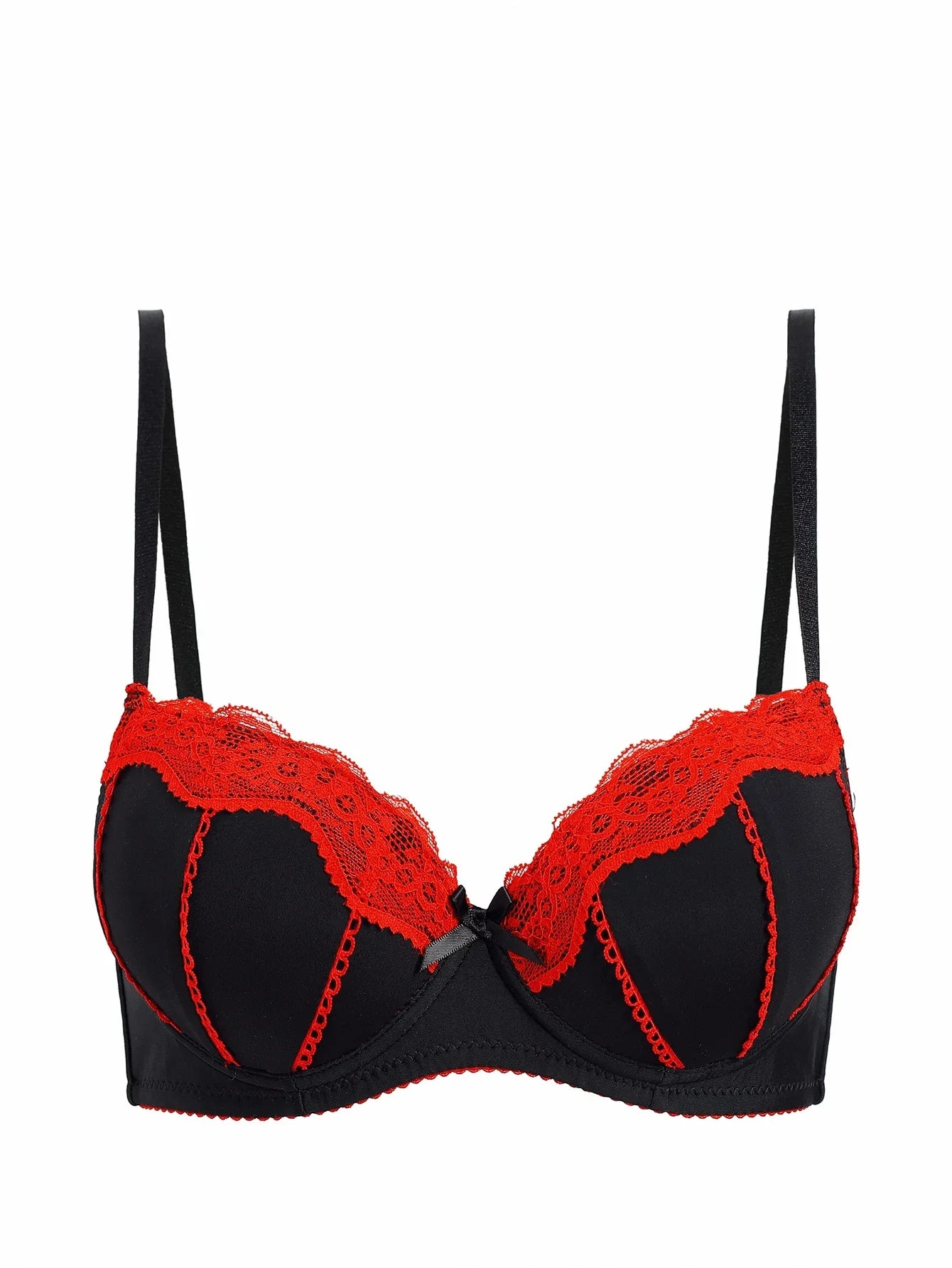 Sexy Lace Women's Bra Alluring Lace-Trimmed Padding Push-Up Bra Comfortable Breathable Women's Underwear - -