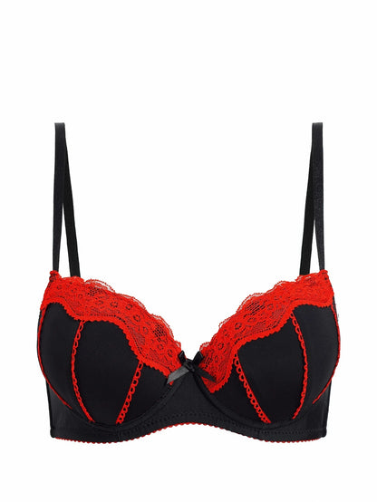 Sexy Lace Women's Bra Alluring Lace-Trimmed Padding Push-Up Bra Comfortable Breathable Women's Underwear - -