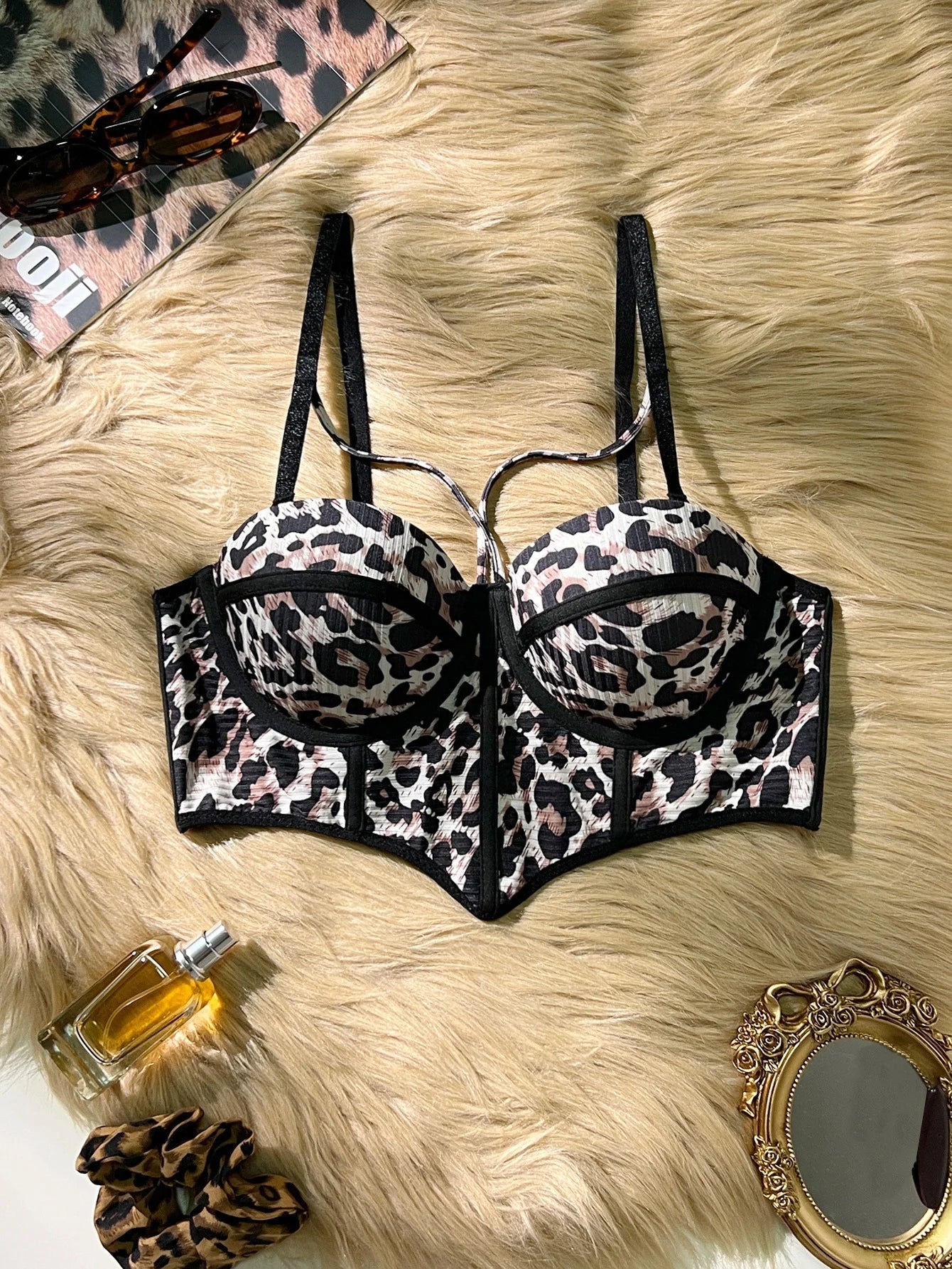 Sexy Leopard Party Wear women sexy bras Boob Lift Strap Underwire push up bra Stylish Shapewear hot lingerie - -