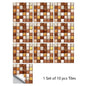 10pcs Mosaic Hard Tiles Sticker 2d Peel & Stick brown white