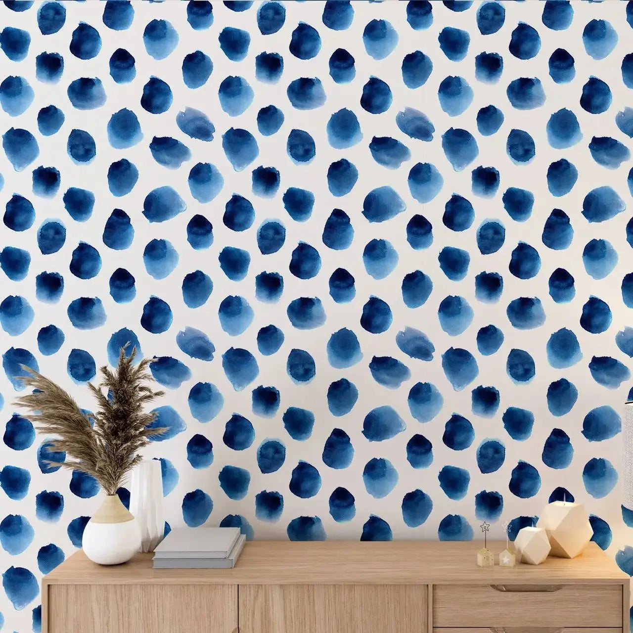 Watercolor Blue Dots Wallpaper Kia Day Design