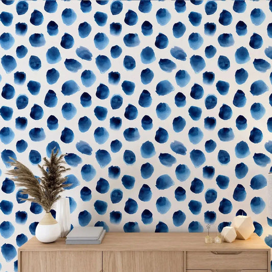Watercolor Blue Dots Wallpaper Kia Day Design