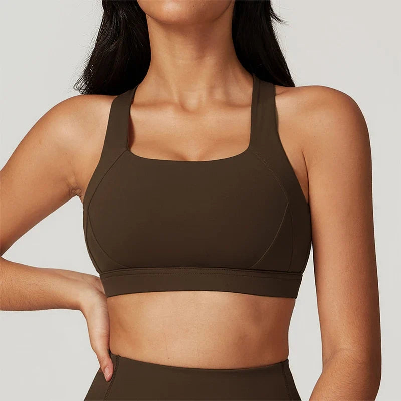 Hearuisavy Quick-Dry Backless Yoga Clothes Running Vest Women Workout Brassiere Fitness Gym Tank Top Women Push up Sports Bra - -