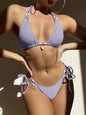 Sexy Pink Bikini 2024 Swimsuit Women White Pearl Strap Push Up Micro Swimwear Brazilian Bathing Suit Tie Side Thong Bikinis Sets - PURPLE -