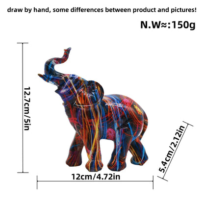 Graffiti Elephant Sculpture light blue red yellow