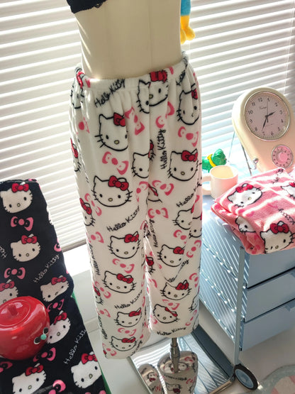2026 New Hello Kitty Pajamas Pants Anime Women's Pajama Pants Cartoon Couple Home Sleepwear Trousers Leisure Home Clothing - -