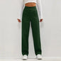 High- Waisted Casual Pants Dark Green Large