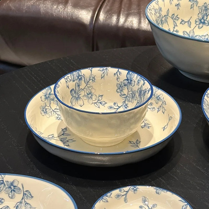 Ceramic Floral Bowl and Plates