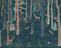 Forest Fox Wallpaper Mural dark green tan