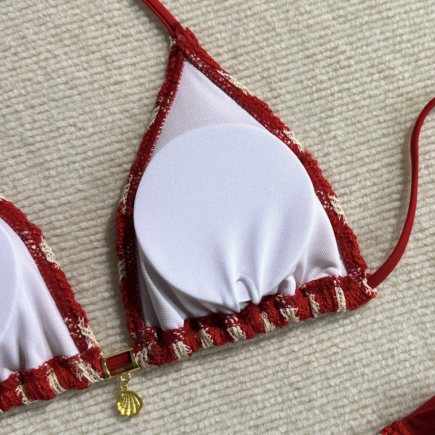 Vintage Red Striped Bikini Set 2026 Women Drawstring Long Panties 3 Piece Swimsuit Beach Holiday Bathing Suit Thong Swimwear - -