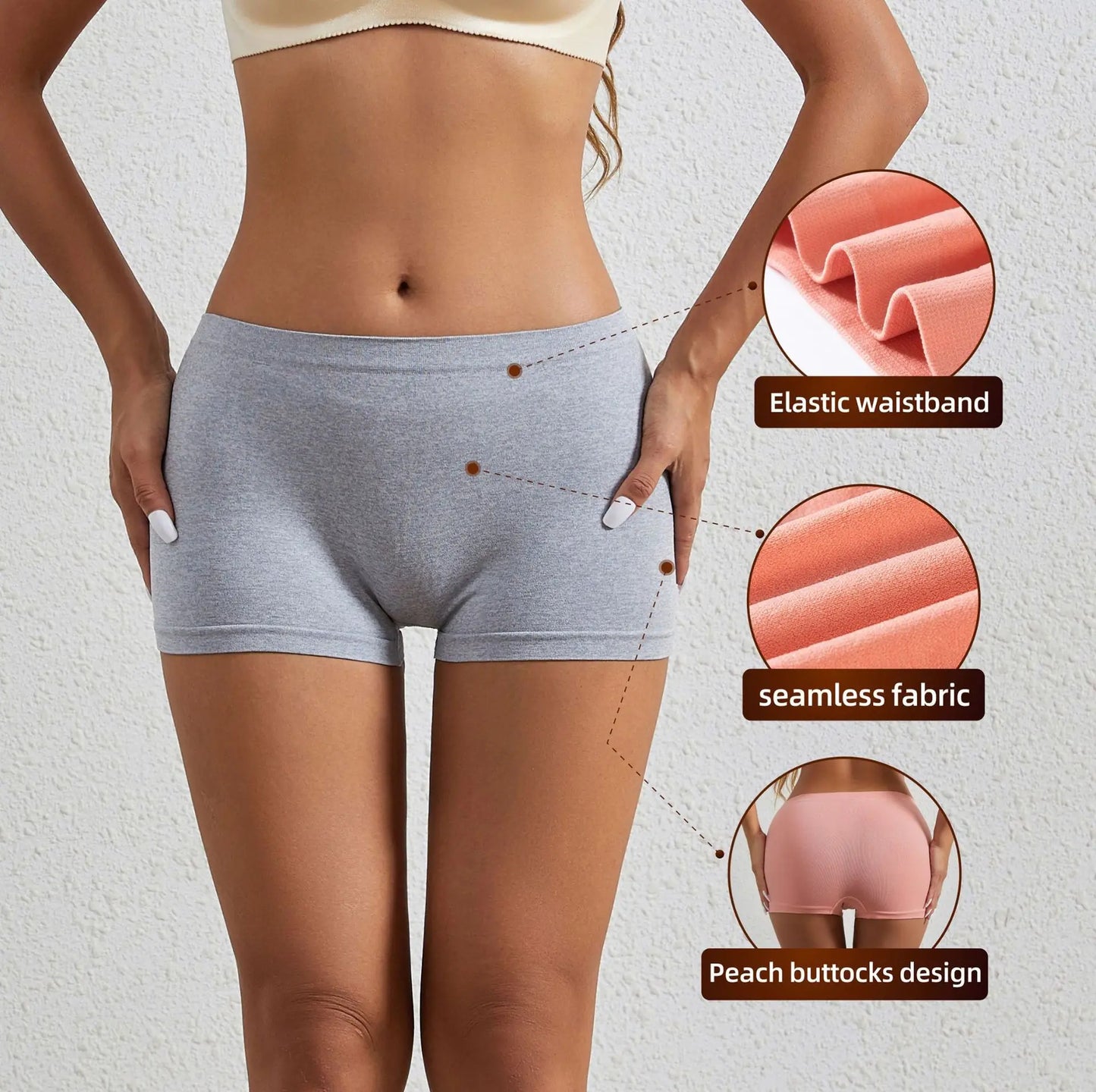 Women's underwear, compression pants, sports shorts, solid color underwear, comfortable and close fitting flat underwear - -