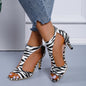 Leather High Heels Shoes - Zebra print - FootWear