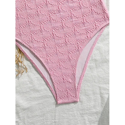 Vintage Pink Floral Print Swimwear Women 2026 Tie Strap V Neck Slim Tummy Control One Piece Swimsuit Beach Holiday Bathing Suits - -