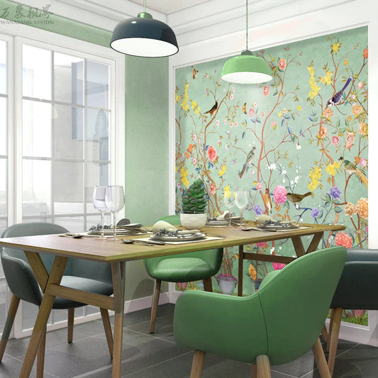 Plant Flower and Bird Wallpaper Kia Day Design