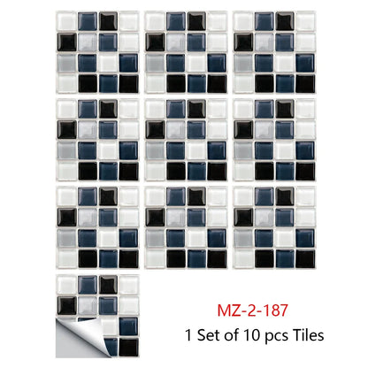 10pcs Mosaic Hard Tiles Sticker 2d Peel & Stick