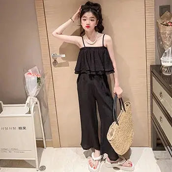 Girls Sleeveless Top and Wide Leg Pant Set