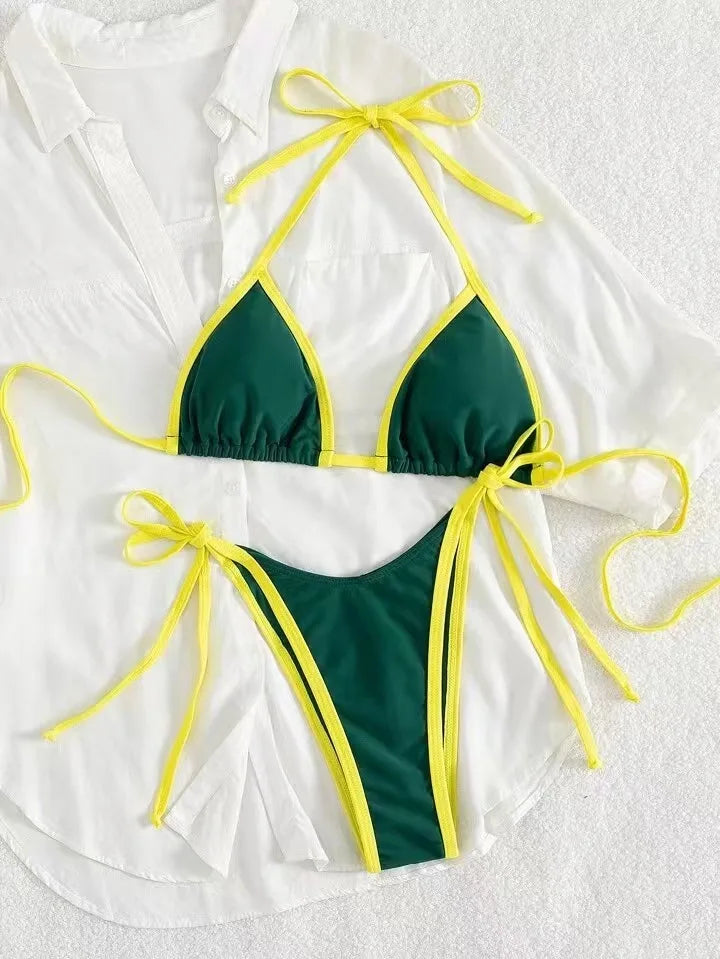 2026 Sexy Contrast Color Separates Micro Bikini Women's Swimsuit Female Swimwear Mini Thong Bikinis Set Two-piece Bathing Suit - 26628-11 -