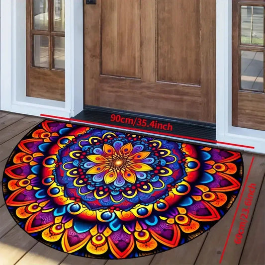 VIKAMA Bohemian Semi-Circular Carpet, Indoor And Outdoor Entrance Mat, Bathroom Door Mat, Soft And Anti-Slip Home Decoration. - LFLR-1 -