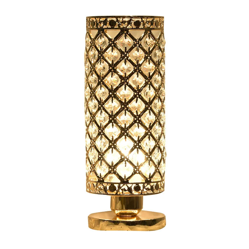 Luxury Crystal Table Lamp Night Lamp Diamond Crystal Decorative Table Lamp Bedroom Bar Night Light LED Desk Night Light Lamps - EU Plug Gold -