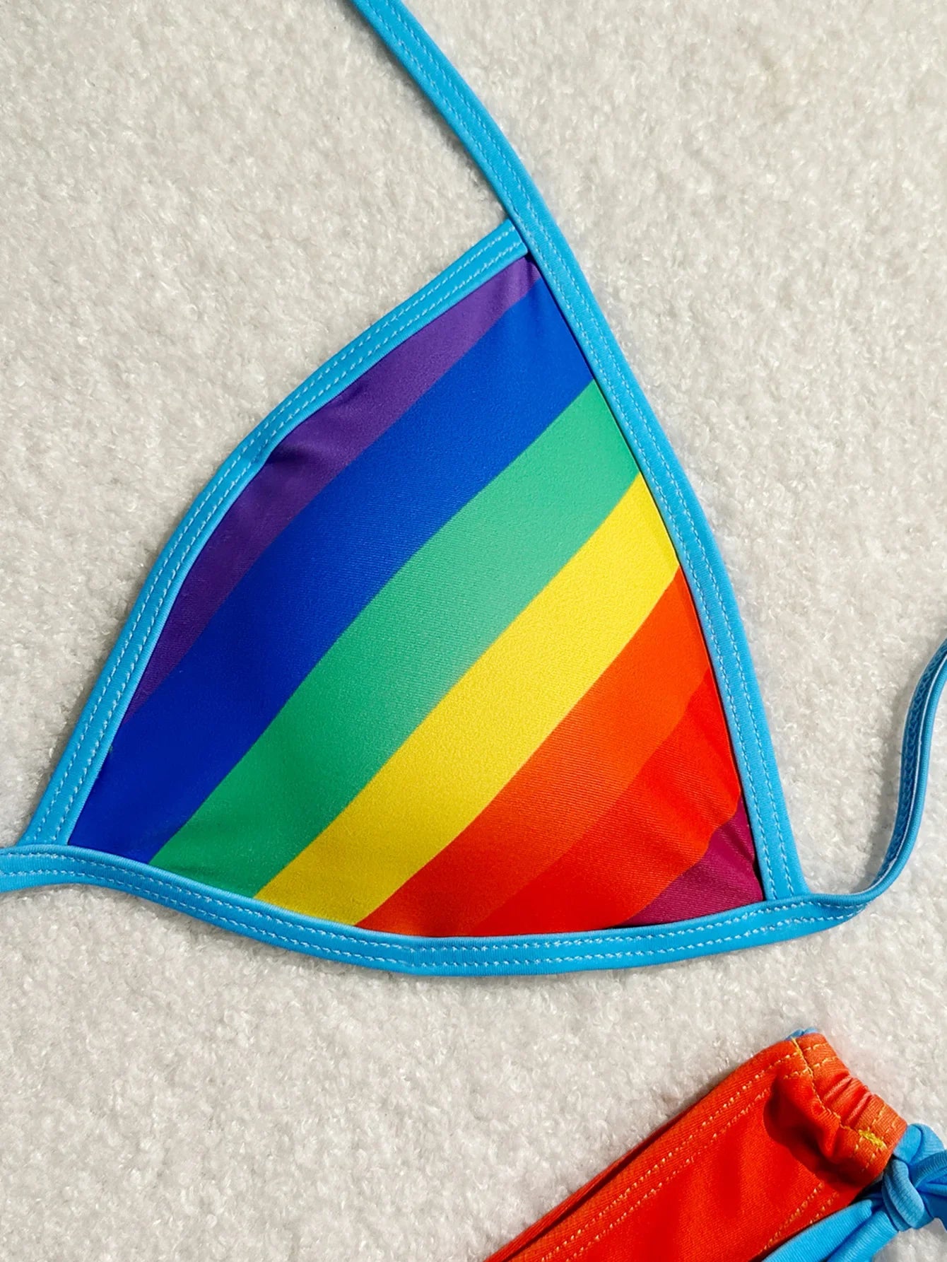 Women's Rainbow Color Bikini Set Sexy Beach Vacation Backless 2 Piece Swimsuit 2024 Summer Bathing Suit Bra Push Up Swimwear - -