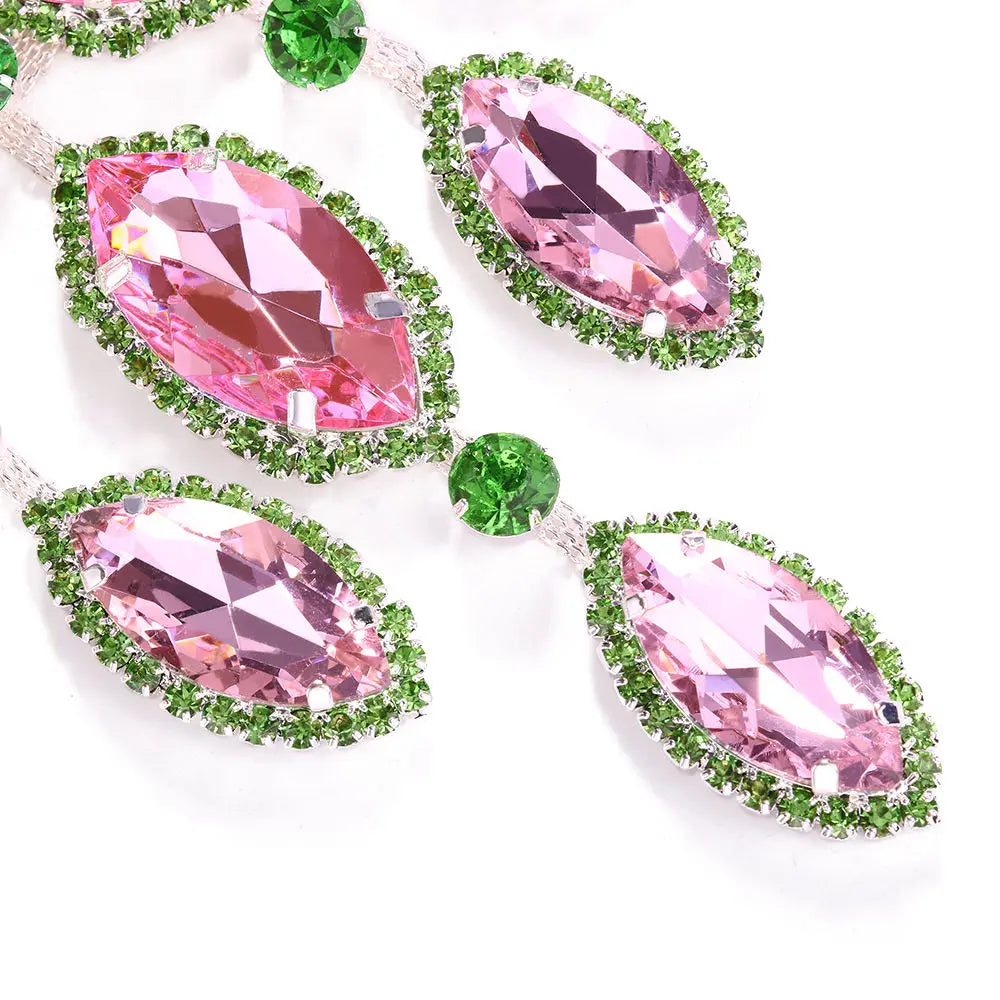 Multicolored Rhinestone Crystal Necklace - - Necklaces