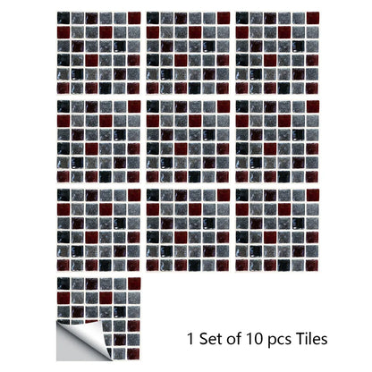 10pcs Mosaic Hard Tiles Sticker 2d Peel & Stick multi