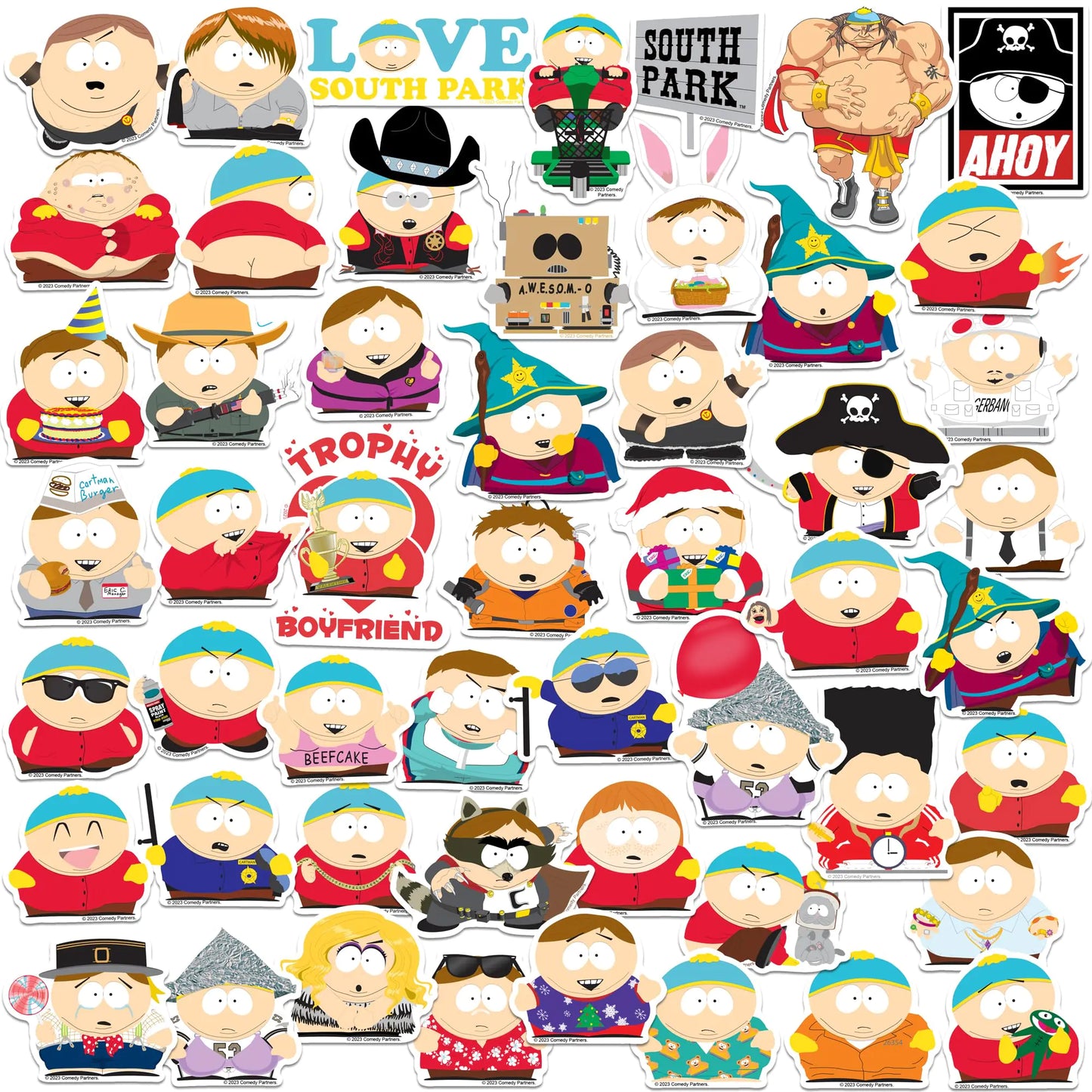 Officially Licensed South Park Cartman 50ct Vinyl Large Deluxe Stickers Variety Pack - 50 pack - stickers
