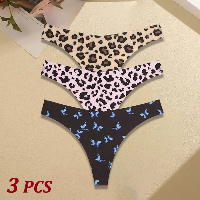 3Pcs Ultra-thin Seamless G-string Women Thongs Sexy Sweet Fruit Low-waist Panties Ladies Soft Cute Thongs Female S-XL T-Back - Set 12 -