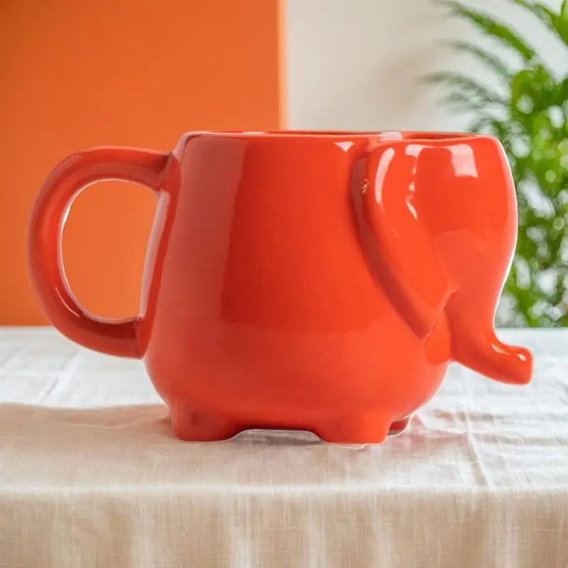 Elephants Ceramic Mugs 450ml Orange