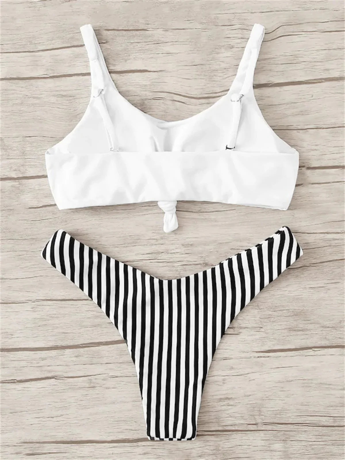 Sexy Micro Bikini 2025 Women Swimsuit Scoop Neck Striped Swimwear Knot Bow Fringe Summer Beachwear Bathing Suit Push Up Biquini - -