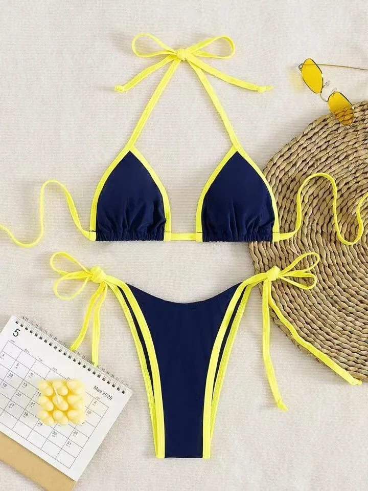 2026 Sexy Contrast Color Separates Micro Bikini Women's Swimsuit Female Swimwear Mini Thong Bikinis Set Two-piece Bathing Suit - -