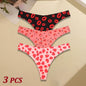 3Pcs Ultra-thin Seamless G-string Women Thongs Sexy Sweet Fruit Low-waist Panties Ladies Soft Cute Thongs Female S-XL T-Back - Set 4 -
