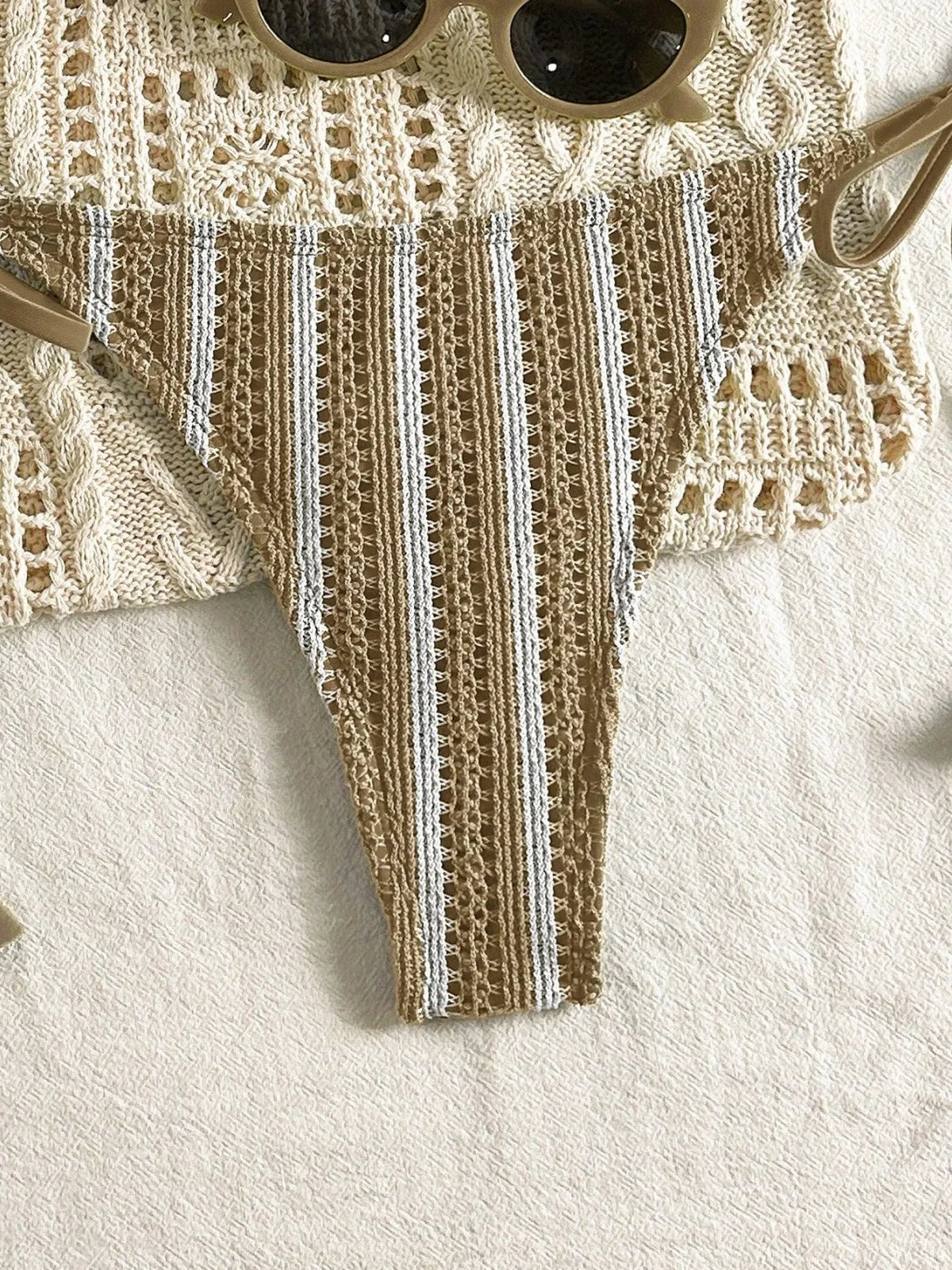 Sexy Orange Striped Bikini Set 2026 Women Halter Push Up Bra Tassel Bandage Thong Swimsuit Summer Holiday Bathing Suit Swimwear - -