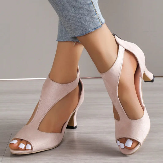 Leather High Heels Shoes - - FootWear