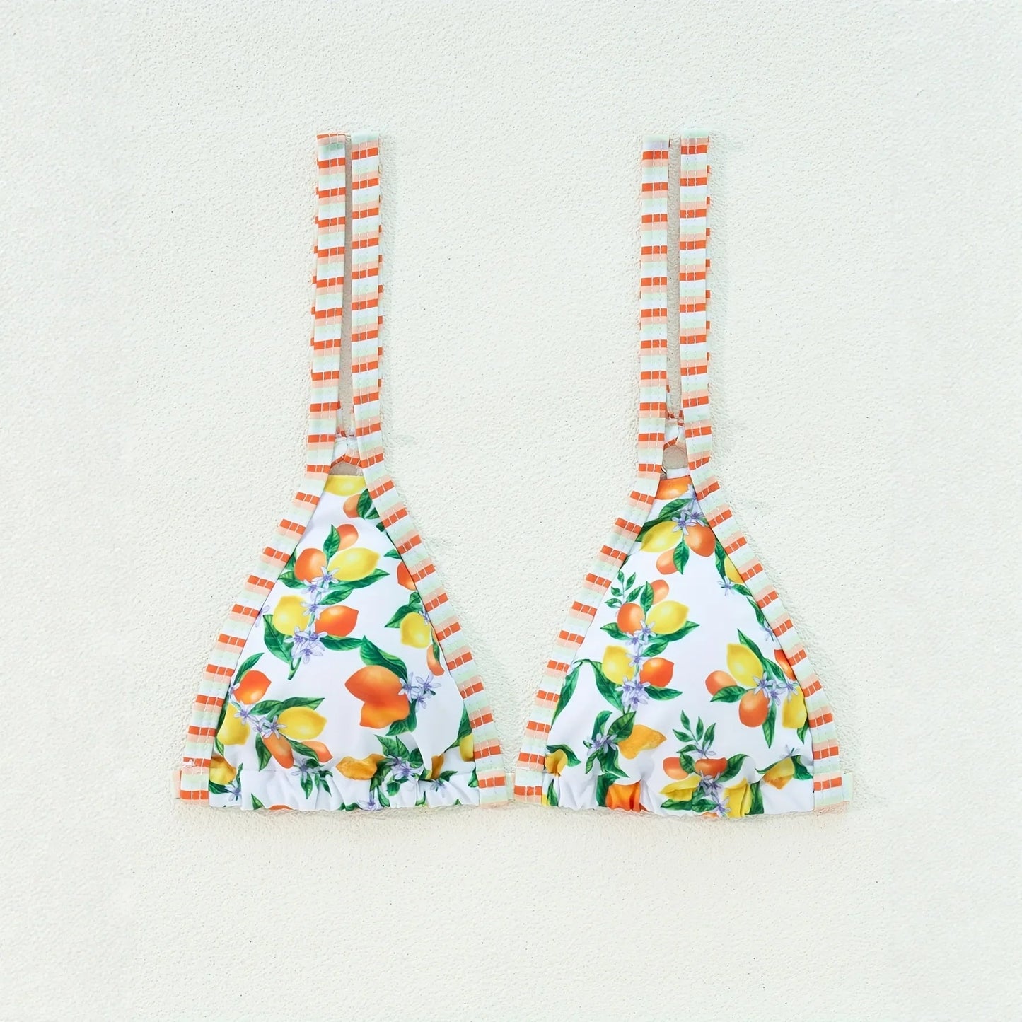 2026 Sexy Orange Print Micro Bikini Women Double Strap Push Up Bra Hollow Out Thong Swimsuit Beach Bathing Suit Holiday Swimwear - -