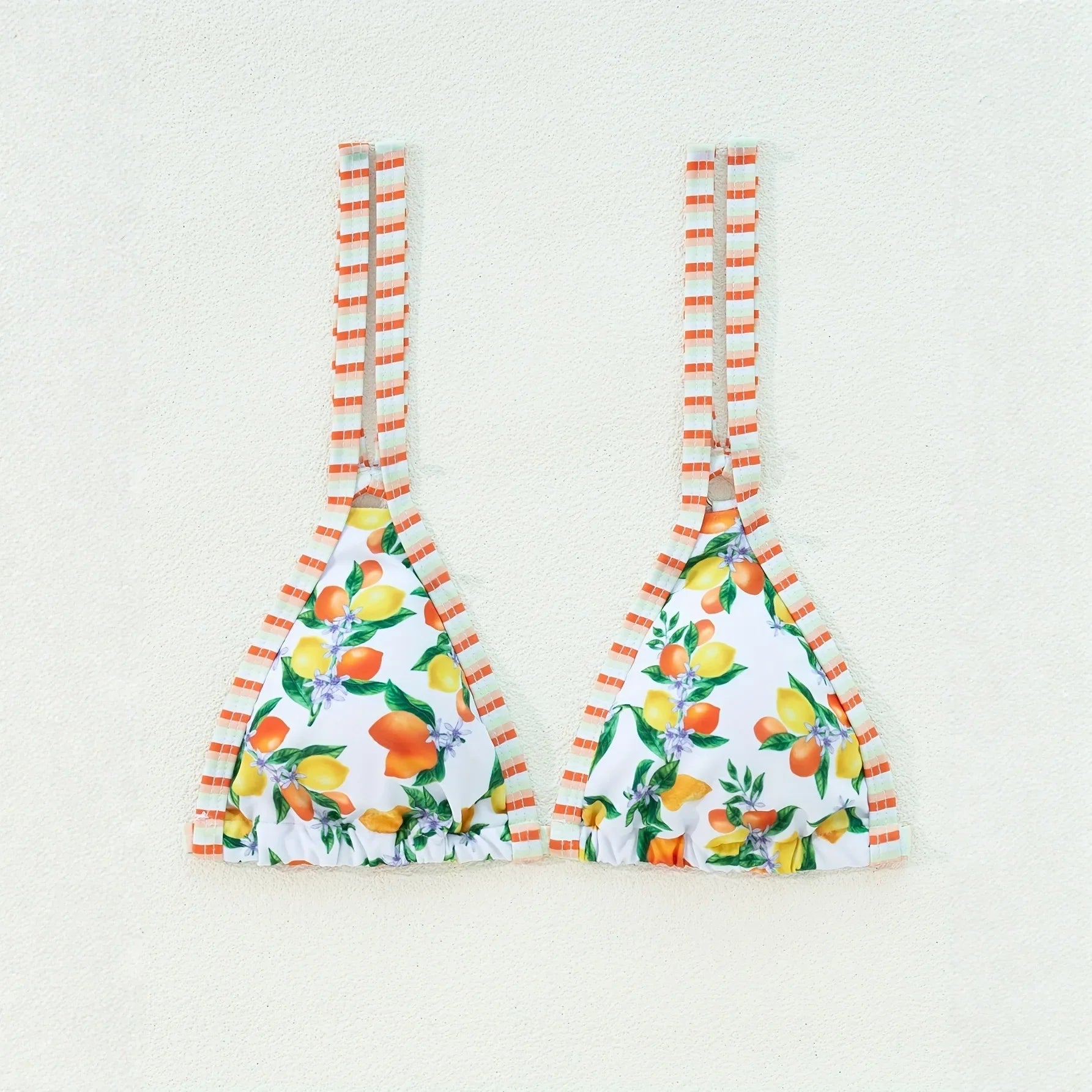 2026 Sexy Orange Print Micro Bikini Women Double Strap Push Up Bra Hollow Out Thong Swimsuit Beach Bathing Suit Holiday Swimwear - -