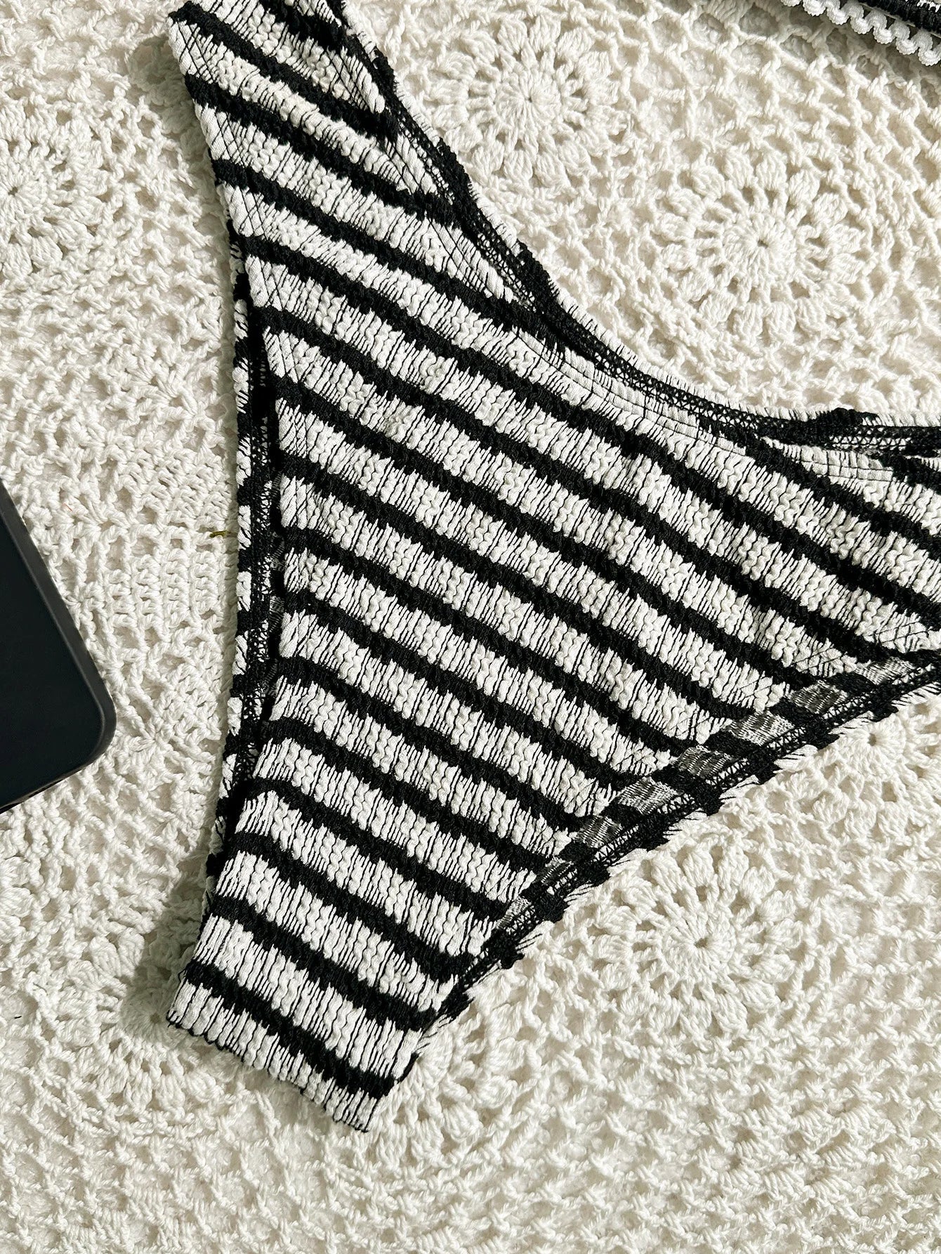 Sexy Black Striped Bikinis 2025 Women Halter Pleate Push Up Micro Swimsuit Brazilian Beach Bathing Suit Holiday Thong Swimwear - -