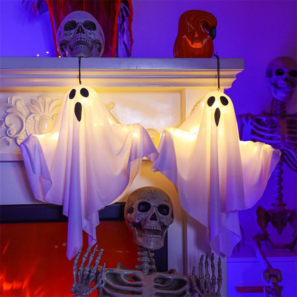 1/3PCS Spooky Ghost Halloween Decoration Waterproof Halloween LED Fabric Hanging Ghost Light for Lawn Garden Home Party Decor - -