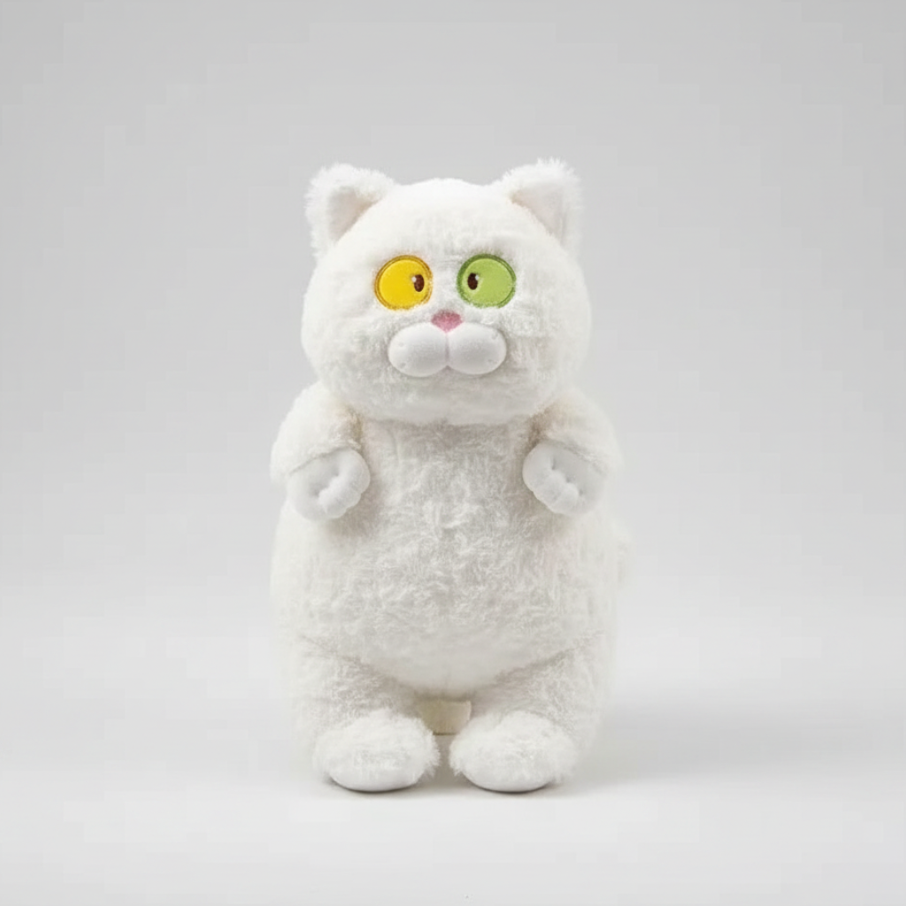 Kawaii Fat Cat Plush Toy – Soft Stuffed Animal Pillow - White - Stuffed Animals
