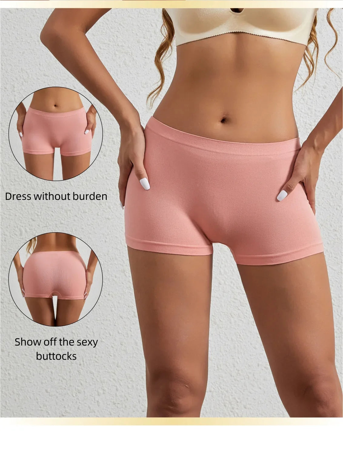 Women's underwear, compression pants, sports shorts, solid color underwear, comfortable and close fitting flat underwear - -
