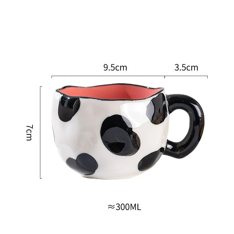 Hand Pinched Flower Ceramic Mug 301-400ml Cow