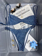 Sexy Coffee Polka Dot Print Bikini Set 2026 Women Pleate Push Up Bra Hollow Out Thong Swimsuit Summer Pool Bathing Suit Swimwear - Navy -